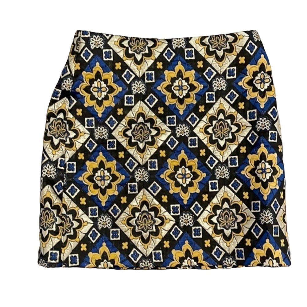 LOFT Metallic Blue Gold Lined Skirt Size 6P